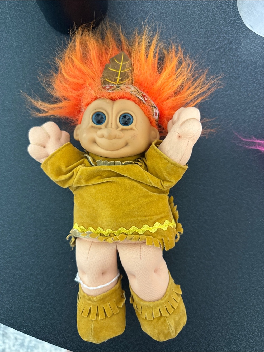 Russ Orange Hair Troll Doll in Mustard Outfit